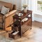 Solid Wood End Table Mid-Century Nightstand 2 Drawer Side Table Chestnut Brown
